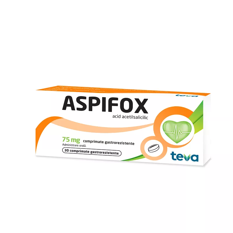 Aspifox 75 mg, 30 comprimate gastrorezistente, Teva, [],remediumfarm.ro