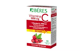 BERES Vitamina C 1500mg+Vit D3 3000UI macese x 30cp, [],remediumfarm.ro