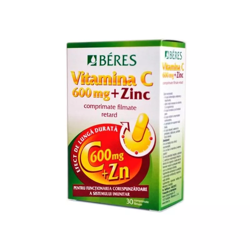 BERES Vitamina C 600mg+Zn x30cp.film.ret, [],remediumfarm.ro