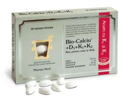 Bio-Calciu + D3 + K1 + K2 x 30cp.film (Pharma Nord), [],remediumfarm.ro