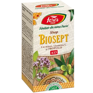 Biosept sirop miere, vitamina C, propolis, 100 ml, Fares, [],remediumfarm.ro