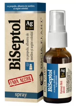 Biseptol +Ag coloidal f alcool spray x 20ml (DaciaPl), [],remediumfarm.ro