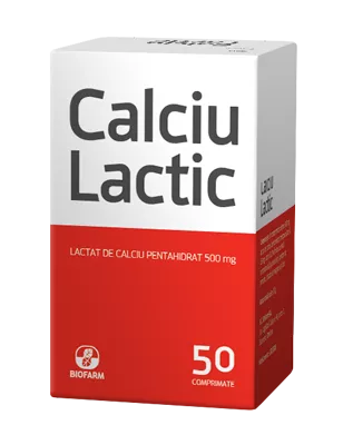Calciu lactic 500mg x 50cp (Biofarm), [],remediumfarm.ro