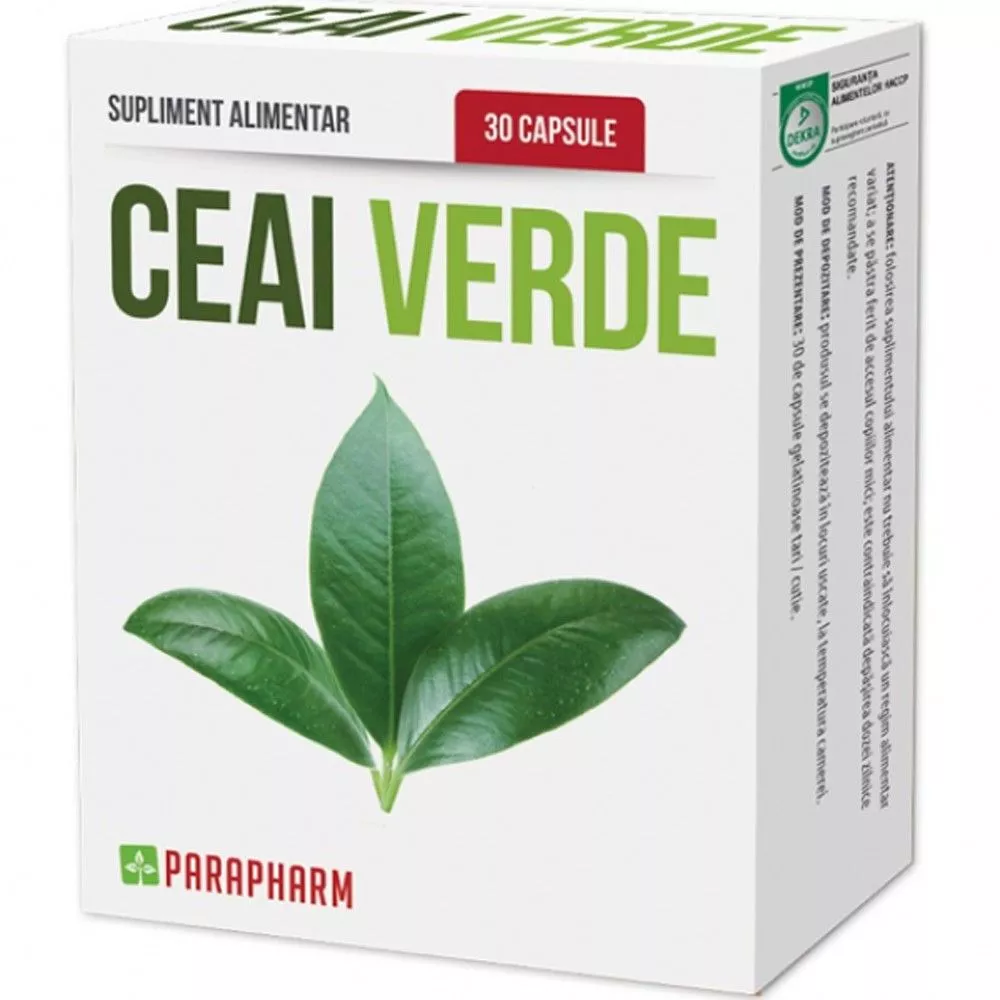 Ceai verde, 30 capsule, Parapharm, [],remediumfarm.ro