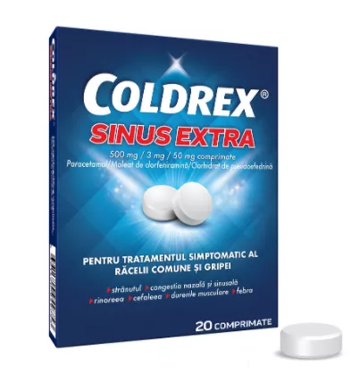 Coldrex Sinus Extra 500mg/3mg/50mg, 20 comprimate, [],remediumfarm.ro