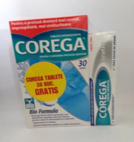 COREGA UltraFix3D Neutro+COREGA Tabs30cp, [],remediumfarm.ro