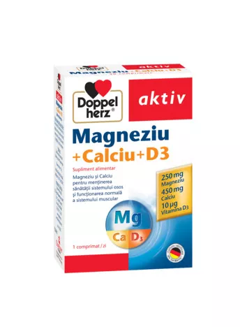 DOPPELHERZ Magneziu + Calciu+ Vit D3, 30cp, [],remediumfarm.ro