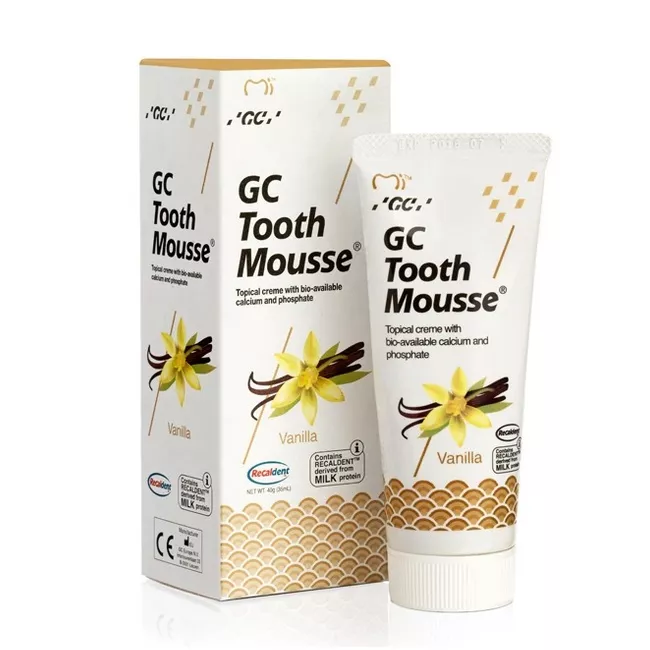 Crema dentara topica pe baza de apa cu aroma de Vanilie Tooth Mousse, 40 g, GC, [],remediumfarm.ro