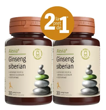 Pachet Ginseng Siberian, 30 comprimate, Alevia (1+1), [],remediumfarm.ro