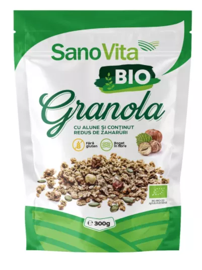 Granola cu Alune Low Sugar Bio 300gr(Sano Vita), [],remediumfarm.ro