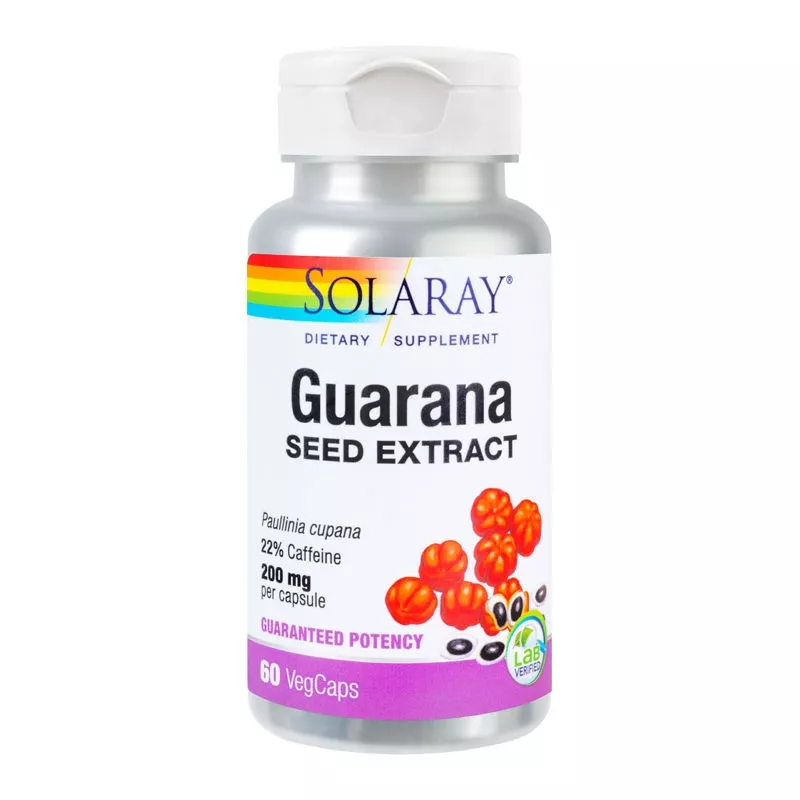 Guarana 200 mg Solaray, 60 capsule, Secom, [],remediumfarm.ro