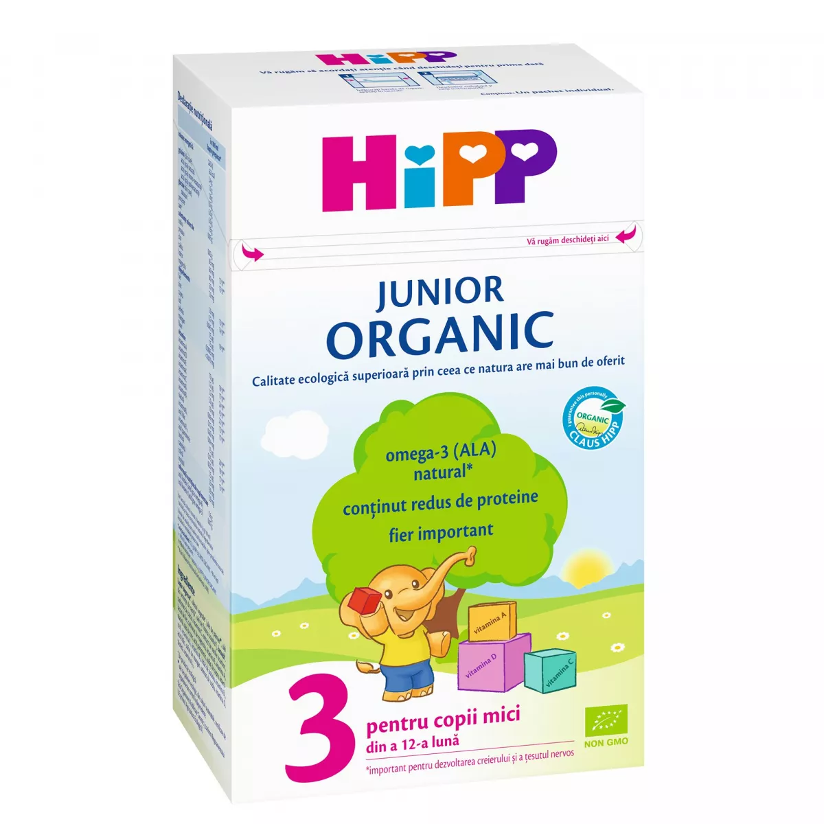 HIPP 3 Junior Organic lapte crestere 12 luni+, 500 g, [],remediumfarm.ro