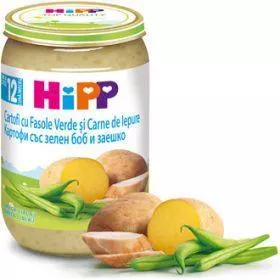 HIPP Cartofi, fasole verde si carne de iepure 12luni+, 220 g, [],remediumfarm.ro