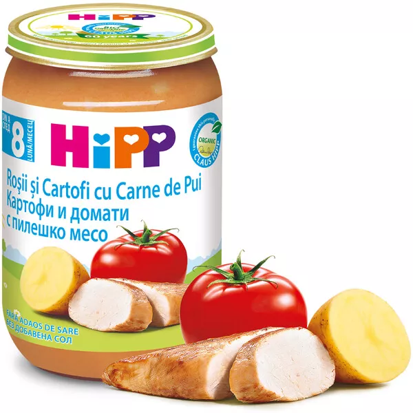 HIPP Rosii si cartofi cu carne de pui BIO 8luni+, 220 g, [],remediumfarm.ro