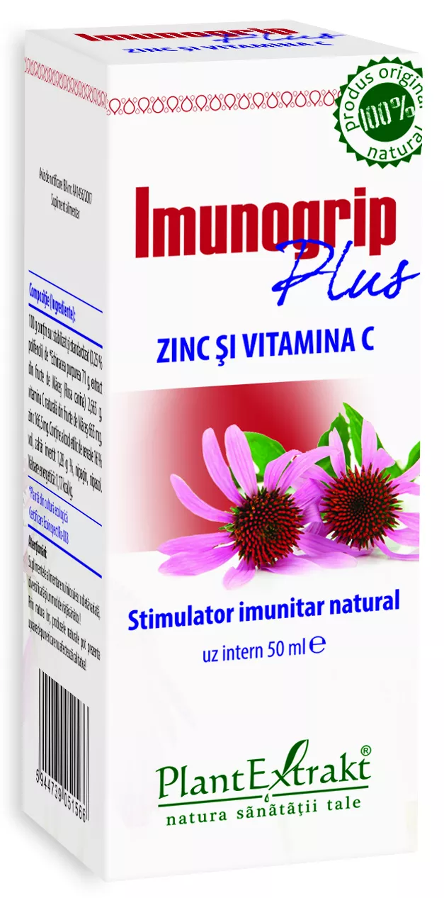 Imunogrip Plus Zinc si vitamina C, 50 ml, Plantextrakt, [],remediumfarm.ro