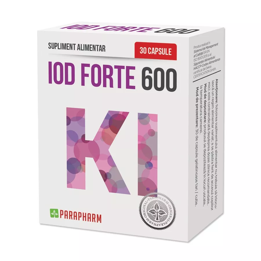 Iod Forte 600, 30 capsule, Parapharm, [],remediumfarm.ro