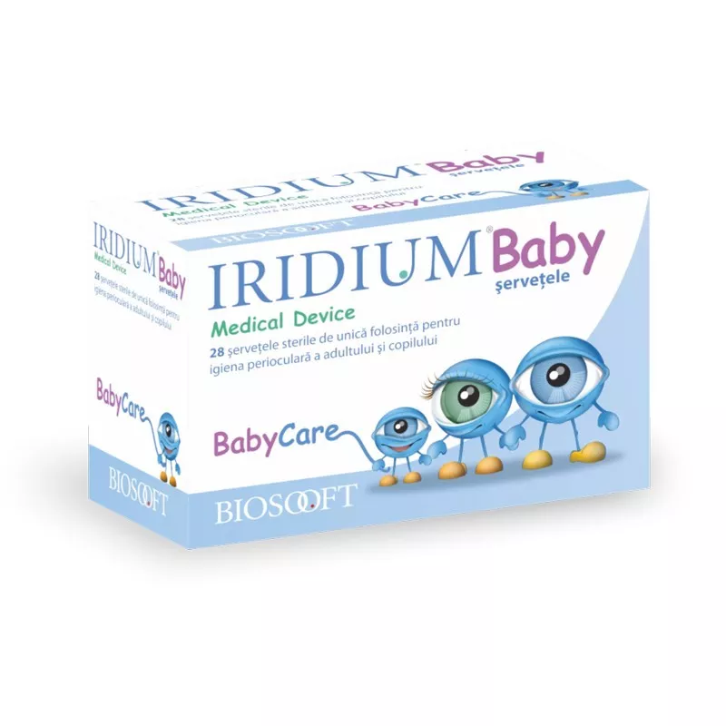 Iridium Baby servetele sterile igiena perioculara, 28 bucati, BioSooft, [],remediumfarm.ro