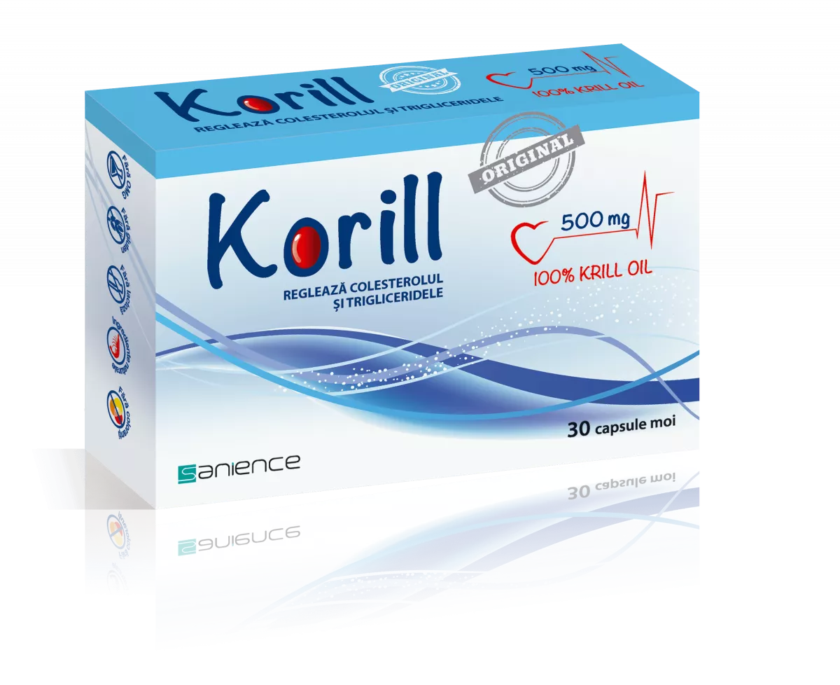 Korill ulei pur de krill 500 mg, 30 capsule, Sanience, [],remediumfarm.ro