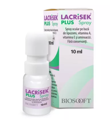 Lacrisek Plus spray ocular, 10 ml, BioSooft, [],remediumfarm.ro