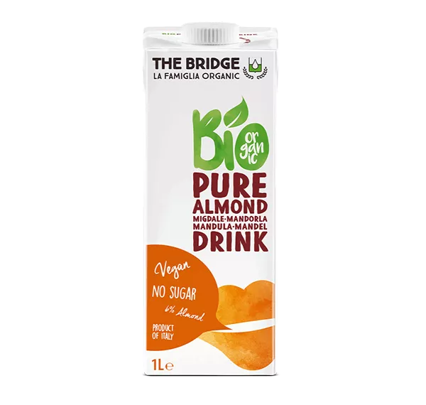 Lapte vegetal bio de migdale 6%, 1l, The Bridge, [],remediumfarm.ro