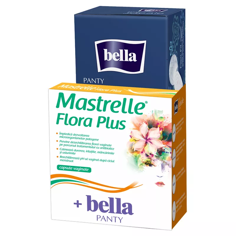 Mastrelle Flora Plus, 10 capsule vaginale + absorbante Bella Panty, 28 bucati, Fiterman, [],remediumfarm.ro