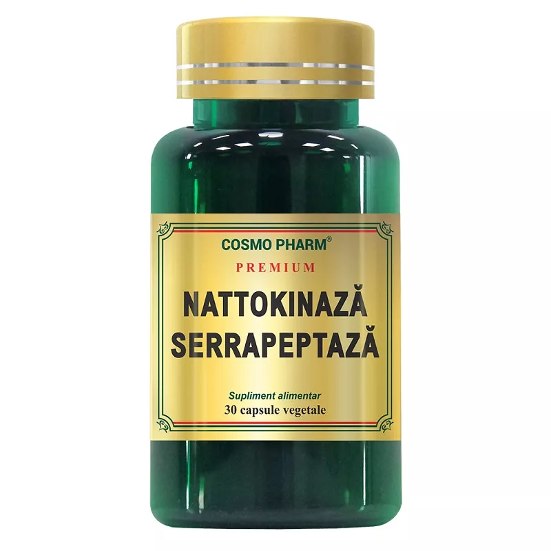 Nattokinaza Serrapeptaza, 30 capsule vegetale, Cosmopharm, [],remediumfarm.ro