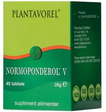 Normoponderol V, 40 tablete, Plantavorel, [],remediumfarm.ro