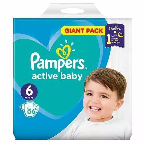 PAMPERS 6 Active Baby Dry (13-18kg) x 56buc, [],remediumfarm.ro