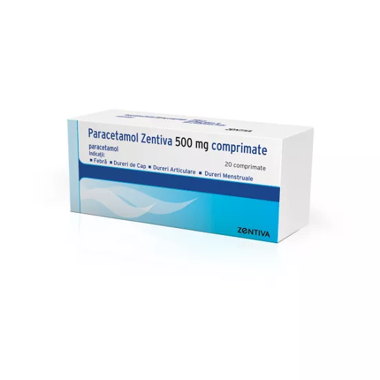 Paracetamol 500 mg, 20 comprimate, Zentiva, [],remediumfarm.ro