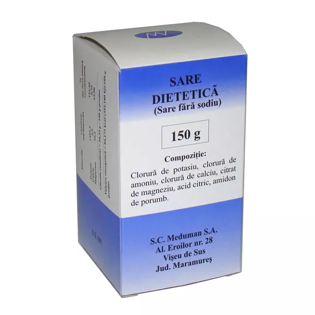 Sare dietetica (fara sodiu), 150 g, Meduman, [],remediumfarm.ro