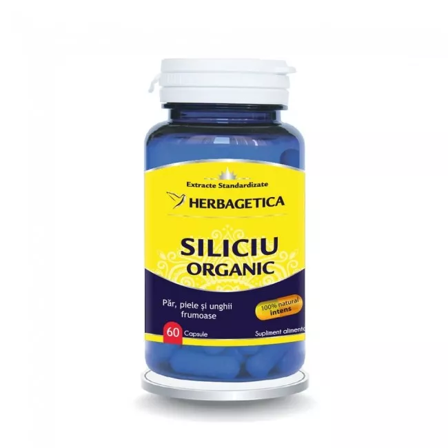 Siliciu organic, 60 capsule, Herbagetica, [],remediumfarm.ro