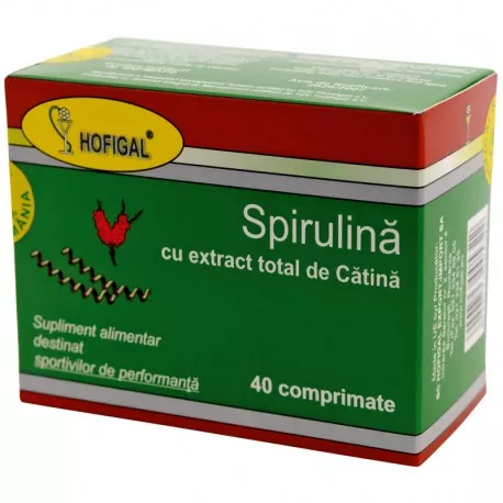 Spirulina cu extract total de catina, 40 comprimate, Hofigal, [],remediumfarm.ro