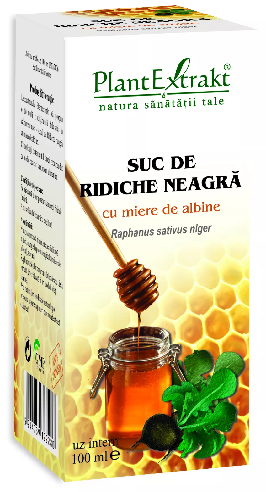 Suc de ridiche neagra cu miere de albine, 100 ml, Plantextrakt, [],remediumfarm.ro