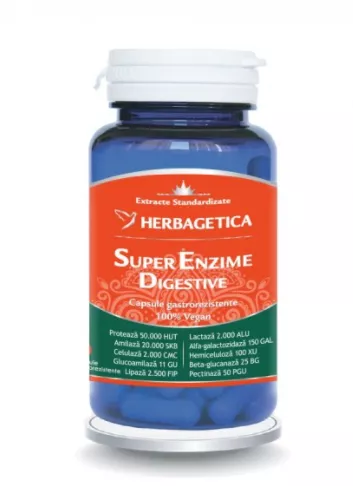 Super Enzime Digestive, 60 capsule, Herbagetica, [],remediumfarm.ro