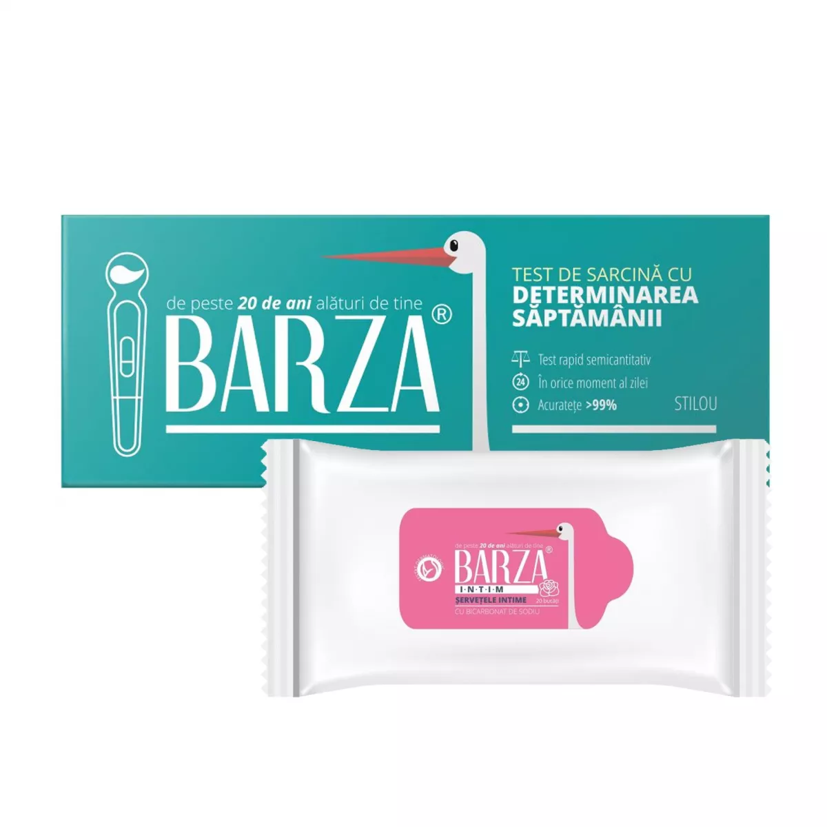 Test sarcina Barza cu det saptamanii stilou + Servetele intime Barza, [],remediumfarm.ro