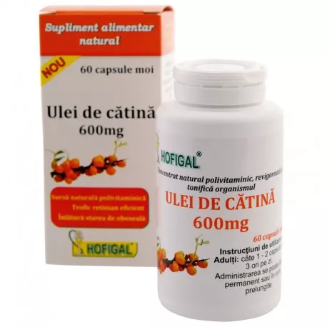 Ulei de catina 600 mg, 60 capsule moi, Hofigal, [],remediumfarm.ro