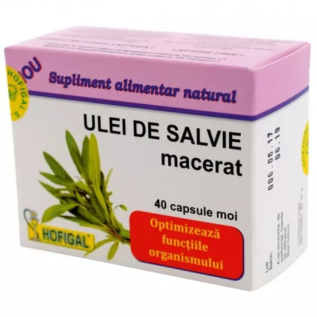 Ulei de salvie macerat 0,5g, 40 capsule moi, Hofigal, [],remediumfarm.ro