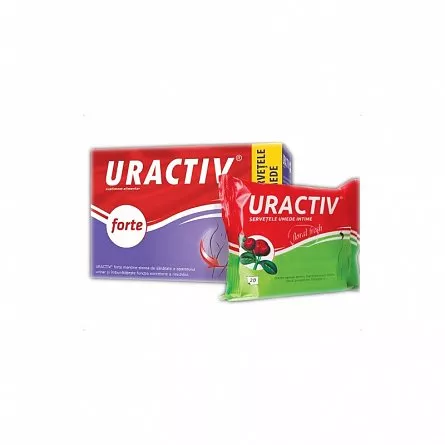 Pachet Uractiv, 10 capsule + Servetele umede intime, Uractiv, [],remediumfarm.ro