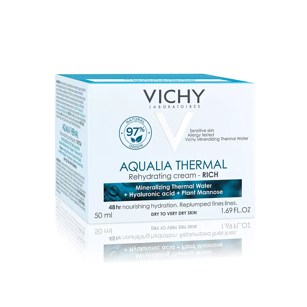 Crema hidratanta pentru ten uscat si foarte uscat Aqualia Thermal Rich, 50 ml, Vichy, [],remediumfarm.ro