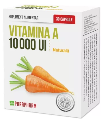 Vitamina A 10000ui, 30 capsule, Parapharm, [],remediumfarm.ro