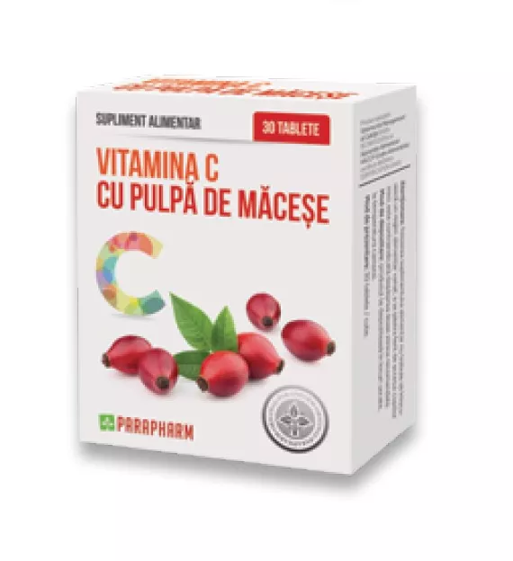 Vitamina C+pulpa Macese 30cps(parapharm), [],remediumfarm.ro