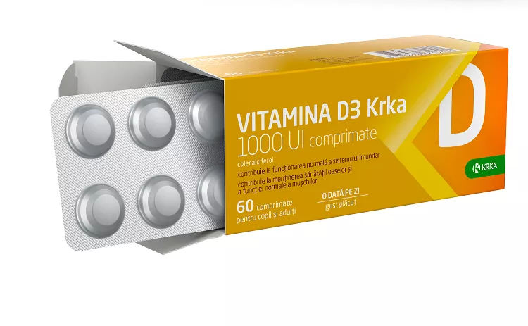 Vitamina D3 1000UI x 60cpr (Krka), [],remediumfarm.ro