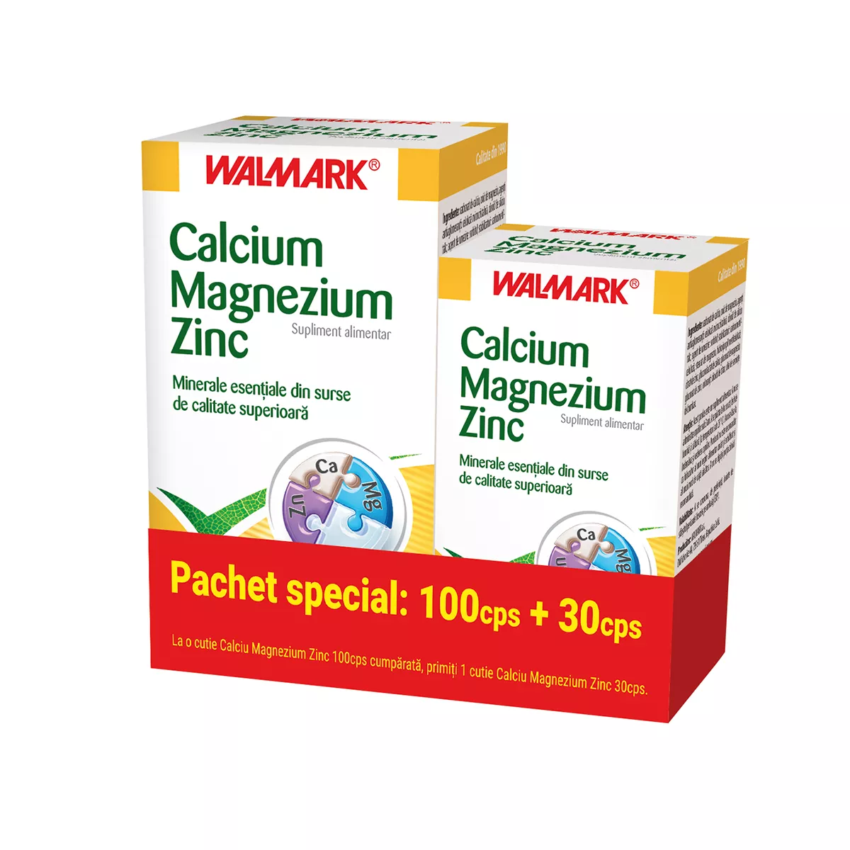 Calcium + Magnezium + Zinc, 100+30 tablete, Walmark, [],remediumfarm.ro