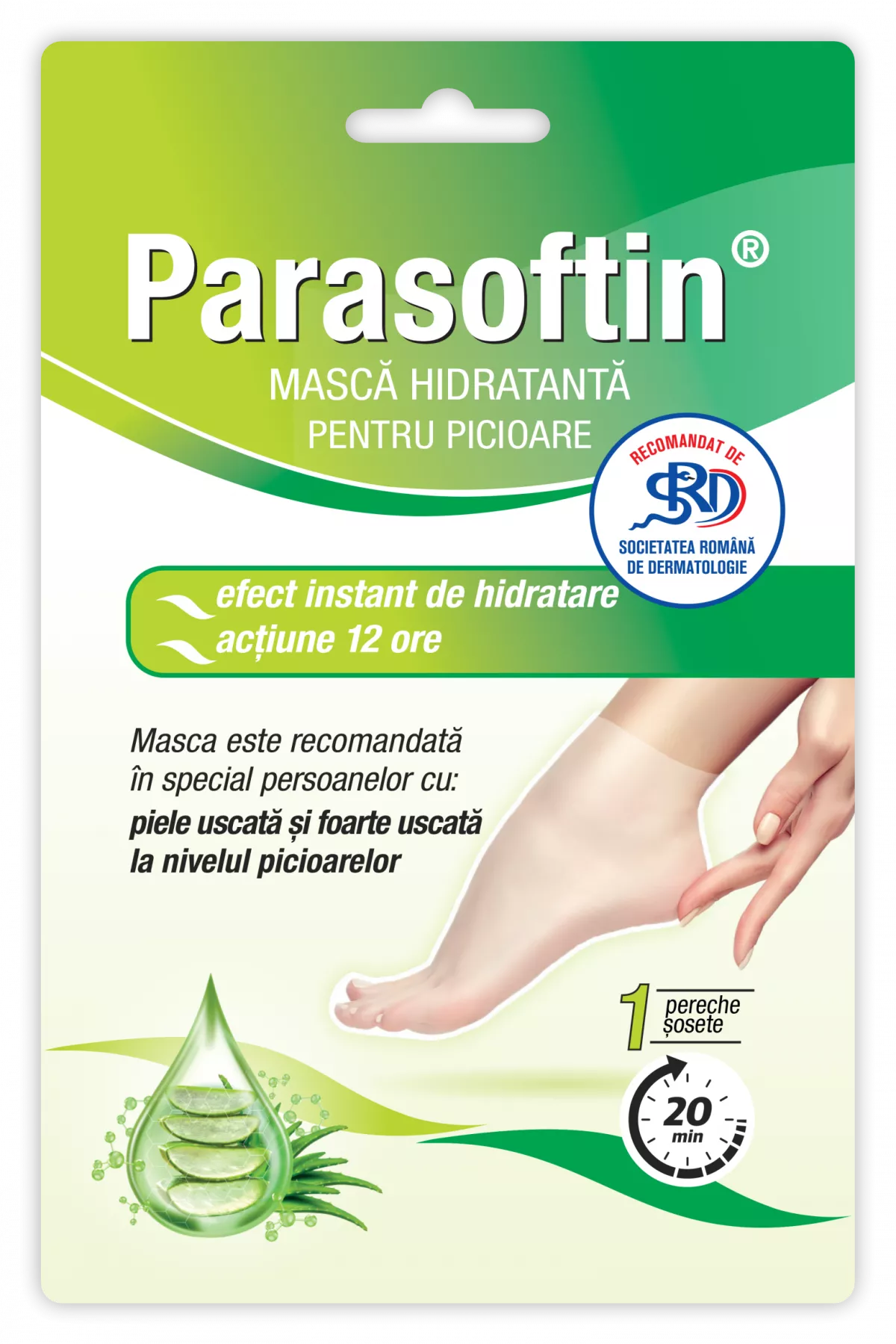 Masca hidratanta pentru picioare Parasoftin, 1 pereche, Zdrovit, [],remediumfarm.ro