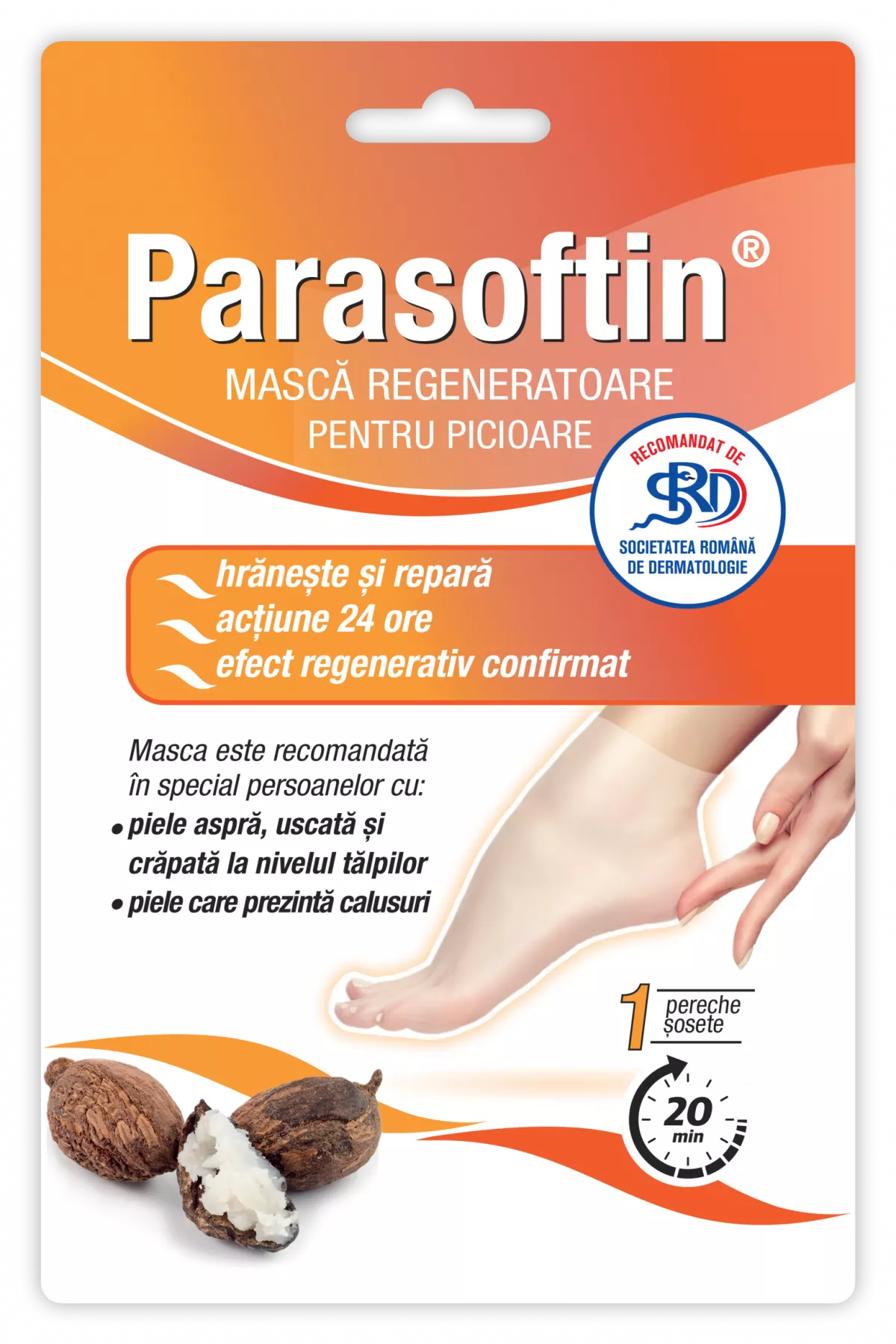 Masca regeneratoare pentru picioare Parasoftin, 1 pereche, Zdrovit, [],remediumfarm.ro