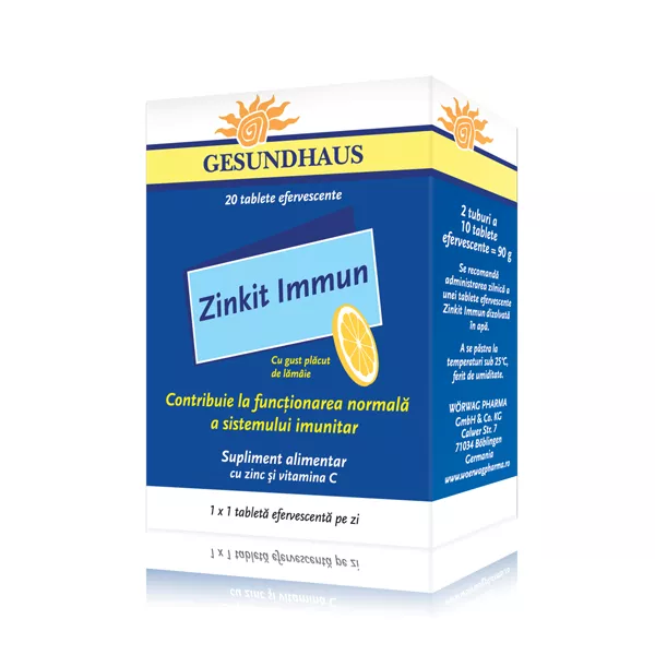 Zinkit Immun, 20 tablete efervescente, Worwag Pharma, [],remediumfarm.ro