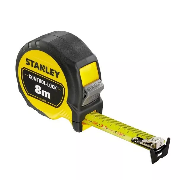 Ruleta CONTROL-LOCK™ Stanley STHT37232-0, 8 m / 25 mm, cu protectie de cauciuc, in sistem metric, blister, [],saldepot.ro