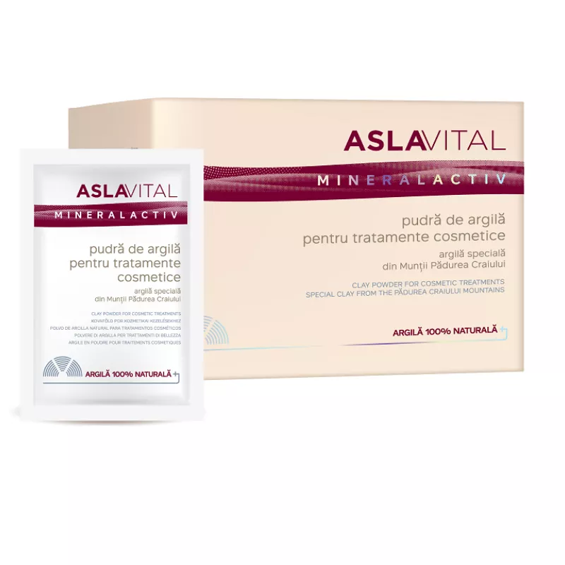 Aslavital Mineralactiv Argila pudra pt tratamente cosmetice 20g *10pl, [],epastila.ro
