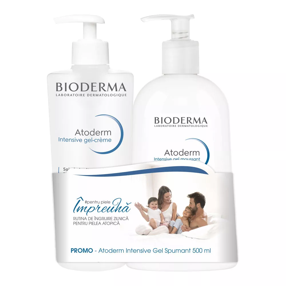 Bioderma Atoderm Intensive gel-crema 500ml + Atoderm Intensive gel spumant 500ml promo, [],epastila.ro