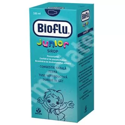 Bioflu Junior sirop, 100 ml, Biofarm, [],epastila.ro